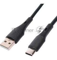 Кабель USB2.0 Cablexpert CC-USB2S-AMCM-1M-BK AM/Type-C, 3А, 18Вт, QC3.0, силиконовый, медь, 1м, черный, пакет