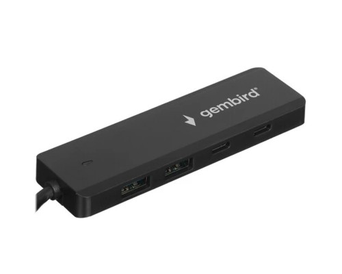 [Кабель] Gembird Разветвитель USB3.1 2xUSB, 2xType-C, с доп.пит (Type-C),кабель Type-C 19см, черный, коробка (UHB-C425)