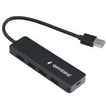 Gembird Разветвитель USB3.1 4xUSB, с доп.питанием (порт Type-C), кабель USB 19см, черный, коробка (UHB-C414)