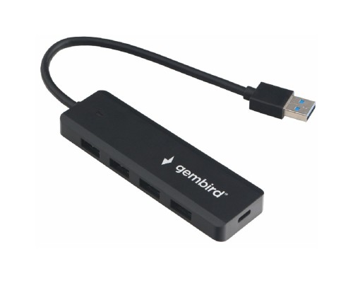 [Кабель] Gembird Разветвитель USB3.1 4xUSB, с доп.питанием (порт Type-C), кабель USB 19см, черный, коробка (UHB-C414)