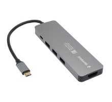 Gembird Док-станция Type-C 5в1: 3xUSB3.1, PD100W, HDMI, кабель 17см, алюминий (UHB-D1)