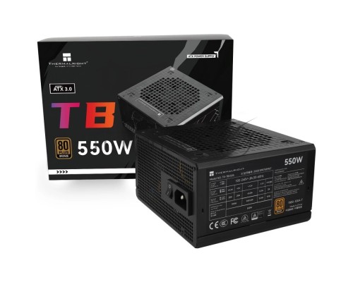 Блок питания Thermalright TR-TB550S, 550W 80+ Bronze (ATX, 3, Non-modular, 1x24(20+4)pin 550mm, 1xCPU*2 8(4+4)pin 600+150mm, 1xPCIe 8(6+2)pin 450mm, 1xSATA*3+MOLEX4pin*1 400+150+150+150mm, 1xSATA*2+MOLEX4pin*2 400+150+150+150mm, Active, 120x120mm, 150x14