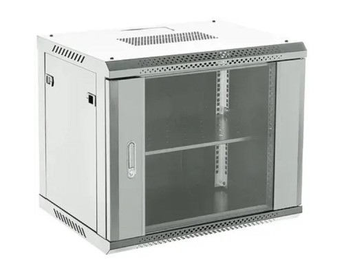 [Монтажные шкафы] Шкаф коммутационный Rexant (04-1266-111) настенный 12U 600x600мм пер.дв.стекл 2 бок.пан. металл направл.под винты 60кг серый 230град. IP20 сталь