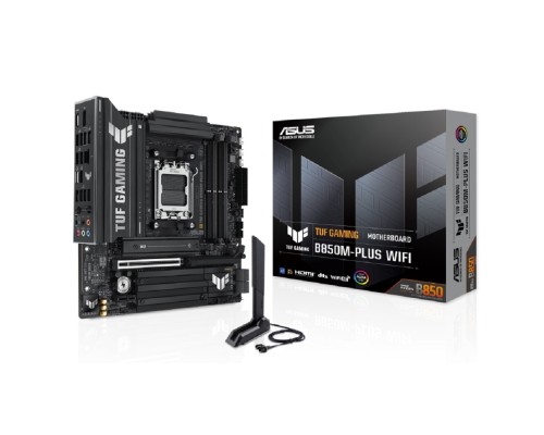 [Материнская плата] ASUS TUF GAMING B850M-PLUS WIFI (Socket AM5, mATX, 4xDDR5(256GB), DP/HDMI, 1xPCIe 5.0x16/1xPCIe 4.0x1, 1xLAN (2.5GbE), Wi-Fi, BT, 4xSATA 6Gb/s, 3xM.2, 1xType-C, 7xUSB 3.2, 4xUSB 2.0)