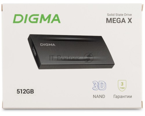 Внешний накопитель SSD Digma USB3.2 Gen2x2 512GB DGSM8512G2MGG MEGA X 1.8
