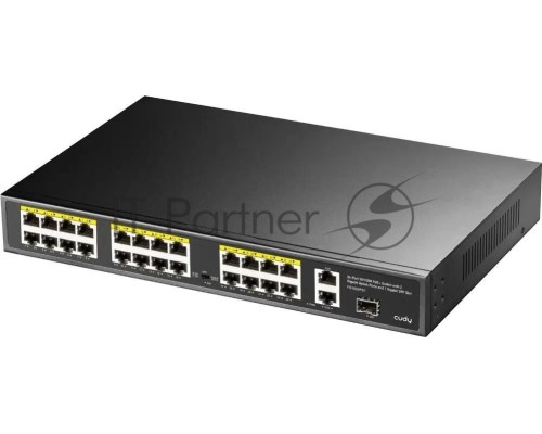 Коммутатор Cudy FS1026PS1, (L2) 24x100Мбит/с 2x1Гбит/с, 1SFP, 24PoE, 24PoE+ 300W, неуправляемый
