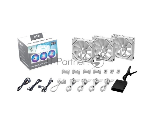Вентилятор в корпус MSI MPG EZ120 ARGB WHITE-3W MECH ARGB WHITE, 120 mm FAN x 3 , with ARGB controller, Color Box 