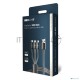 Кабель REXANT USB 3в1 Type-С (6A), Lightning (2,4A), micro USB (3A) 1,2м, в черной оплетке 18-7075