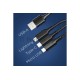 Кабель REXANT USB 3в1 Type-С (6A), Lightning (2,4A), micro USB (3A) 1,2м, в черной оплетке 18-7075