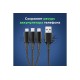 Кабель REXANT USB 3в1 Type-С (6A), Lightning (2,4A), micro USB (3A) 1,2м, в черной оплетке 18-7075
