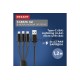 Кабель REXANT USB 3в1 Type-С (6A), Lightning (2,4A), micro USB (3A) 1,2м, в черной оплетке 18-7075