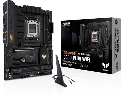[Материнская плата] ASUS TUF GAMING B650-PLUS WIFI (Socket AM5, ATX, 4xDDR5(128GB), DP/HDMI, 2xPCIe 4.0x16/2xPCIe 4.0, 1xLAN (2.5GbE), 2x Wi-Fi 6, BT 5.2, 4xSATA 6Gb/s, 3xM.2, 1xType-C, 3xUSB 3.2, 4xUSB 2.0, ATX)