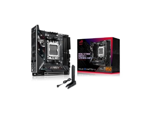 [Материнская плата] ASUS ROG STRIX B850-I GAMING WIFI (Socket AM5, mITX, 2xDDR5(128GB), HDMI/USB 10Gbps, 1xPCIe 5.0x16/1xLAN (2.5GbE), Wi-Fi 7, 2xSATA 6Gb/s, 2xM.2, 2xType-C, 4xUSB 3.2, 2xUSB 2.0)