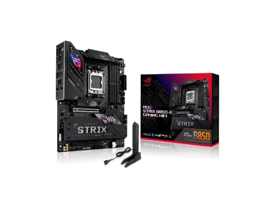 [Материнская плата] ASUS ROG STRIX B850-E GAMING WIFI (Socket AM5, ATX, 4xDDR5(256GB), DP/HDMI/USB4, 1xPCIe 5.0x16/1xPCIe 4.0x16, 1xLAN (5GbE), Wi-Fi 7, BT, 4xSATA 6Gb/s, 5xM.2, 2xType-C, 6xUSB 3.2, 4xUSB 2.0)