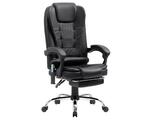 [Офисные кресла] Игровое кресло Cardinal Черный,PU,7 вибро,подножка DEFENDER