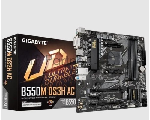 Материнская плата Gigabyte B550M DS3H AC (V1.5/V1.7) Soc-AM4 AMD B550 4xDDR4 mATX AC`97 8ch(7.1) GbLAN RAID+DVI+HDMI