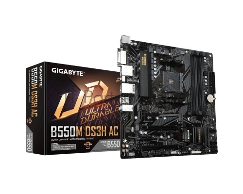 Материнская плата Gigabyte B550M DS3H AC (V1.5/V1.7) Soc-AM4 AMD B550 4xDDR4 mATX AC`97 8ch(7.1) GbLAN RAID+DVI+HDMI