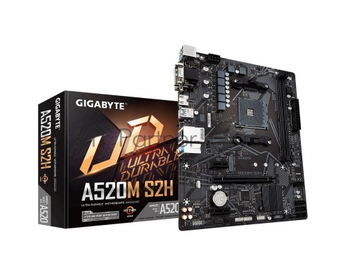 Материнская плата Gigabyte A520M S2H (V1.3) Soc-AM4 AMD A520 2xDDR4 mATX AC`97 8ch(7.1) GbLAN RAID+VGA+DVI+HDMI