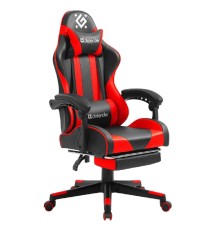 Игровое кресло Rock Черный/Красный,подставка, PU DEFENDER