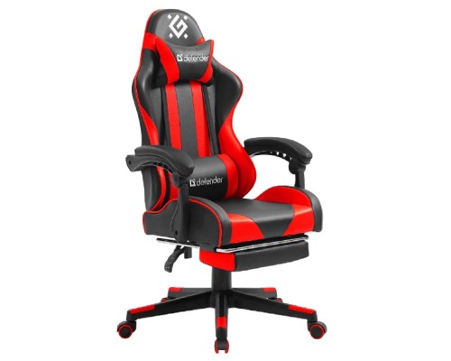 [Офисные кресла] Игровое кресло Rock Черный/Красный,подставка, PU DEFENDER