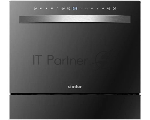 Посудомоечная машина Simfer DBB6501, компактная, настольная, 55см, загрузка 6 комплектов, черный