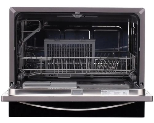 Посудомоечная машина Simfer DBB6501, компактная, настольная, 55см, загрузка 6 комплектов, черный
