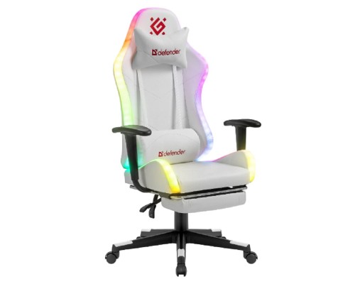 [Офисные кресла] Игровое кресло Watcher Белый,подсветка,полиуретан DEFENDER
