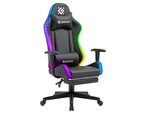 [Офисные кресла] Игровое кресло Watcher Черный,подсветка,полиуретан DEFENDER