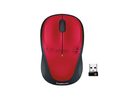 Мышь беспроводная Logitech M235 красный/черный, 1000 dpi, радиоканал, USB, кнопки - 3