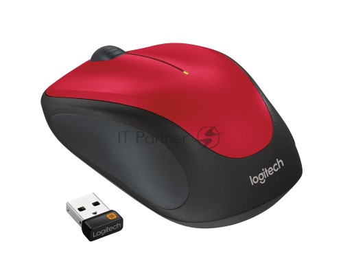 Мышь беспроводная Logitech M235 красный/черный, 1000 dpi, радиоканал, USB, кнопки - 3