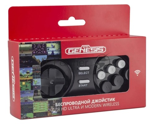 Джойстик беспроводной Retro Genesis Controller 16 Bit для HD Ultra, P1 черный Джойстик беспроводной Retro Genesis Controller 16 Bit для HD Ultra, P1 черный