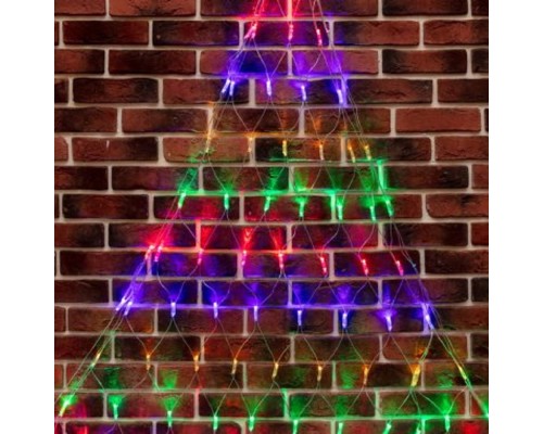 [Новогодние светоукрашения] Neon-Night (215-059) Гирлянда Светодиодная Сеть Треугольная 1,5Х2Х2М 136 Led Мульти Прозрачный Пвх Ip65 Свечение С Динамикой 230В Контроллер В Комплекте