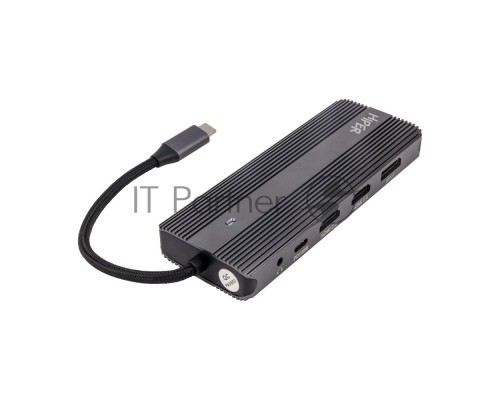 Док-станция HIPER Docking station USB-C HUB 11in1 (1*USB-C 100W PD, 2*HDMI 4K@60Hz, 1*DP 4K@60Hz, 2*USB-A 3.0 (5Gbps data), 1*USB-C 3.0 (5Gbps data), 1*microSD, 1*SD, 1*3.5mm audio, 1*RJ45 Gb)