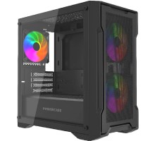 Powercase Корпус Mistral Micro X3B ARGB, Tempered Glass, 3x 120mm ARGB PWM Fan, чёрный, mATX  (CMMXB-A3)