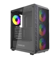 Powercase Корпус Mistral S4B, Tempered Glass, 4x 120mm FRGB Fans, чёрный, ATX  (CMSB-L4)