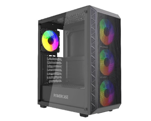[Корпус] Powercase Корпус Mistral S4B, Tempered Glass, 4x 120mm FRGB Fans, чёрный, ATX  (CMSB-L4)