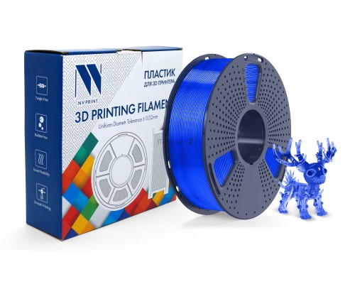 Филамент NVPRINT PLA+ Trasparent Blue для 3D печати диаметр 1.75мм  длина 330 метров  масса 1 кг