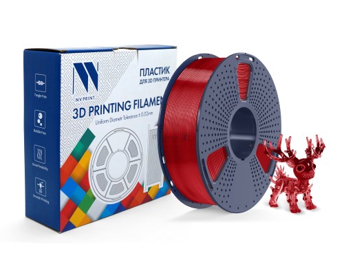 Филамент NVPRINT PLA+ Trasparent Red для 3D печати диаметр 1.75мм  длина 330 метров  масса 1 кг