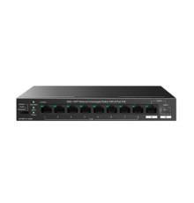 TENDA TEG1110PF-8-120W Коммутатор неуправляемый PoE, 10 портов, 9x1 Гбит/с, SFP 1х1 Гбит/с, PoE 8х30 Вт (до 102 Вт), настольный