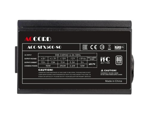 Блок питания Accord  ACC-SFX500-80 SFX, 500Вт, 80мм, черный