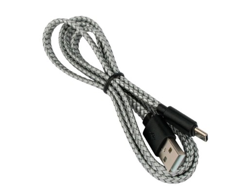 [кабели] Cablexpert Кабель плоский USB2.0 AM/Type-C, 3А, 18Вт, QC3.0, медь, оплетка, Pro, 1м, серый, пакет (CC-USB2-AMCM-FL-1M)