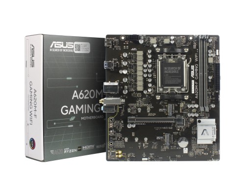 [Материнская плата] ASUS A620M-F GAMING WIFI (Socket AM5, mATX, 4xDDR5(192GB), HDMI, 1xPCIe 4.0x16/2xPCIe 3.0x1, 2,5xLAN, 3xM.2, 2,5xLAN,WiFi 6E, BT, 2xUSB 3.2, 4xUSB 2.0,1xPS/2)