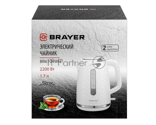 Чайник электрический BRAYER BR6104WH, белый, 1.7л, 2200 Вт