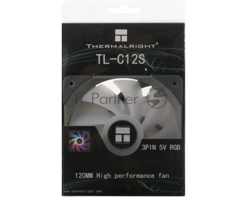 Вентилятор для корпуса Thermalright TL-C12S ARGB 120х120x25 черный 4-pin 25.6дБ Ret