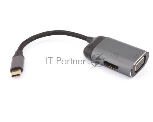 Кабель Type-C на VGA + HDMI + PD