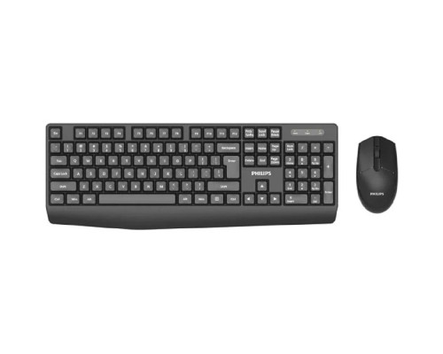[Клавиатура] Philips Беспроводной Комплект  SPT6337, 2.4 GHz 104 клав/3 кнопки, 1600dpi, русская заводская раскладка, чёрный