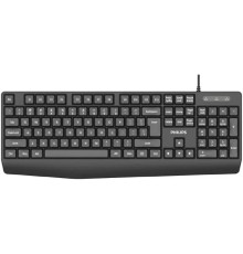 Philips Проводная Клавиатура SPK6237, USB 2.0 104 клав,  высокие кн., русская заводская раскладка, чёрный