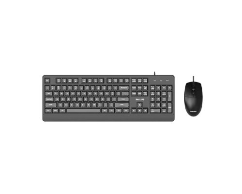 [Клавиатура] Philips Проводной Комплект  SPT6247, USB 2.0 104 клав/3 кнопки, 1600dpi, русская заводская раскладка, чёрный