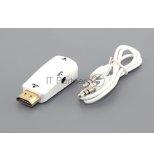 Переходник HDMI на VGA c аудио белый
