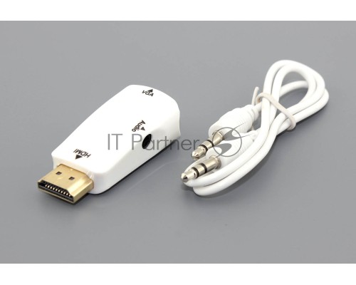 Переходник HDMI на VGA c аудио белый